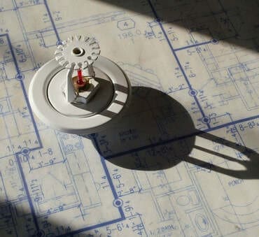 A Fire Sprinkler on a Blueprint