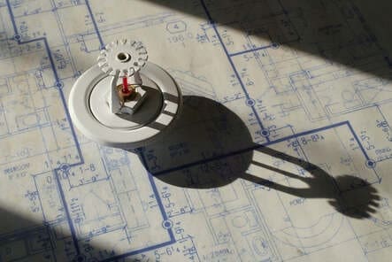 A Fire Sprinkler on a Blueprint
